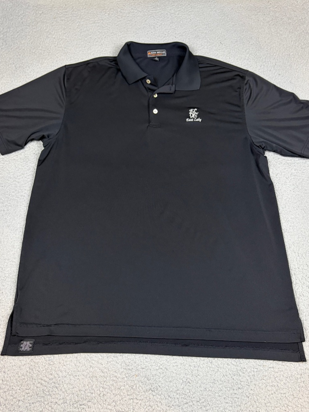 Peter Millar Summer Comfort Polo Shirt Men’s XL Black Stretch Golf East Lake CC